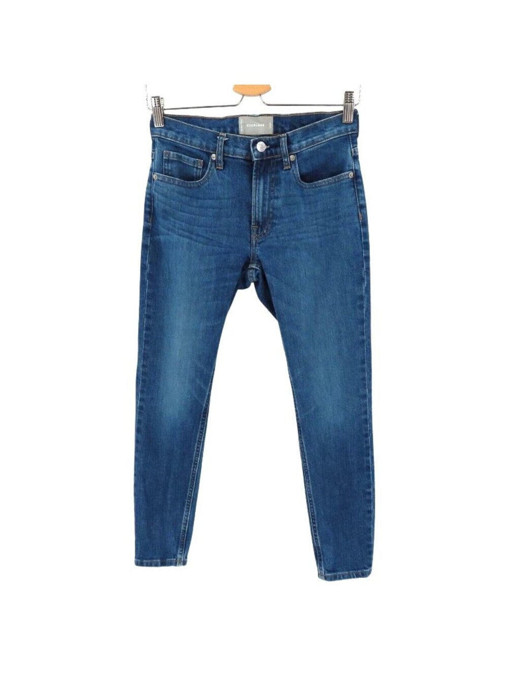 Everlane Womens 26 Ankle Medium Wash Whiskered Blue Denim Jeans Cotton Blend